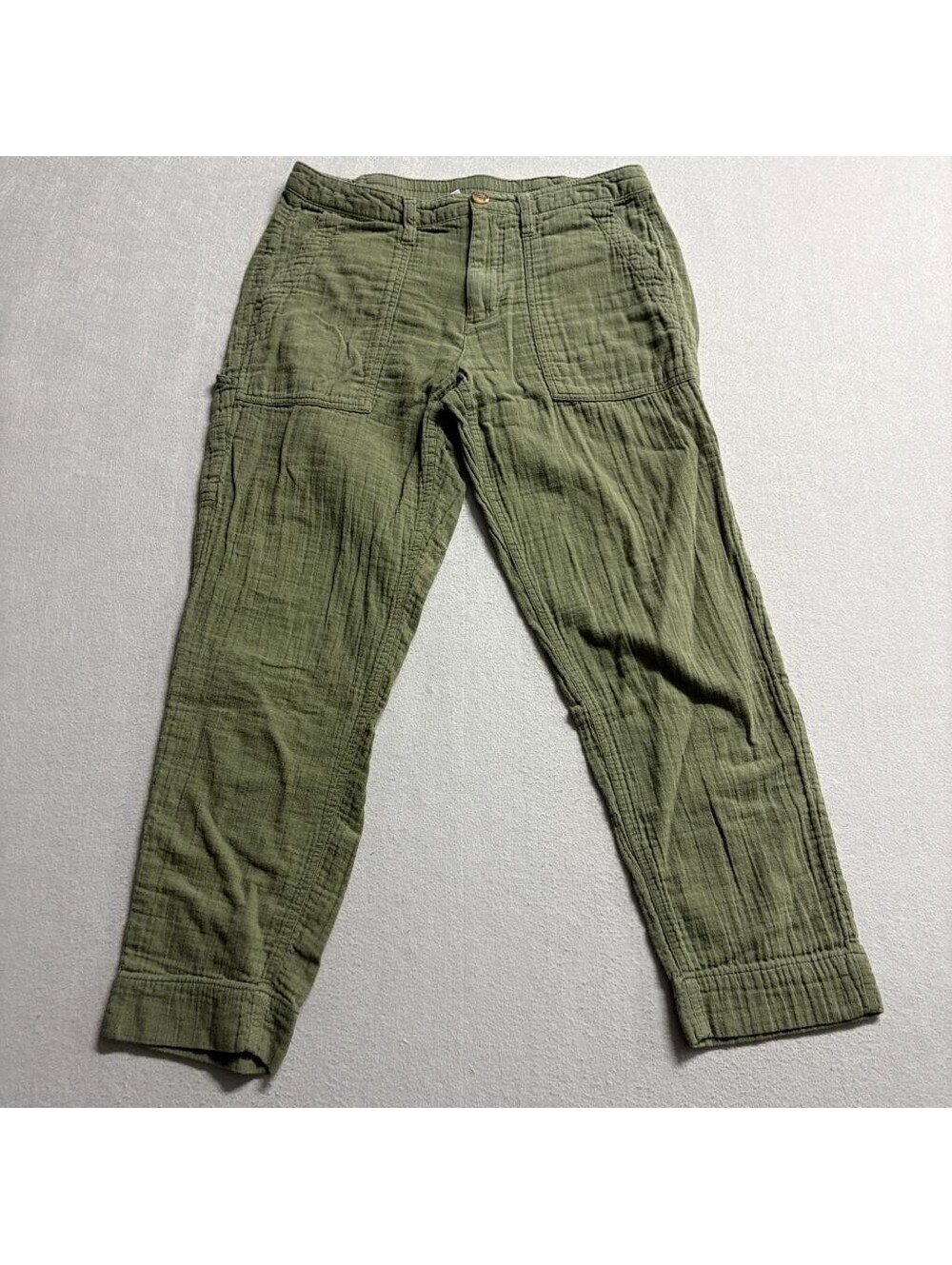 Old Navy Womens Pants Size 6 Green Cotton Double Gauze Utility Carpenter Casual